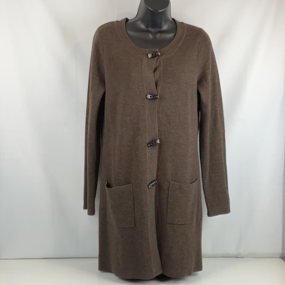 Ellen Tracy Chocolate Toggle Cardigan
